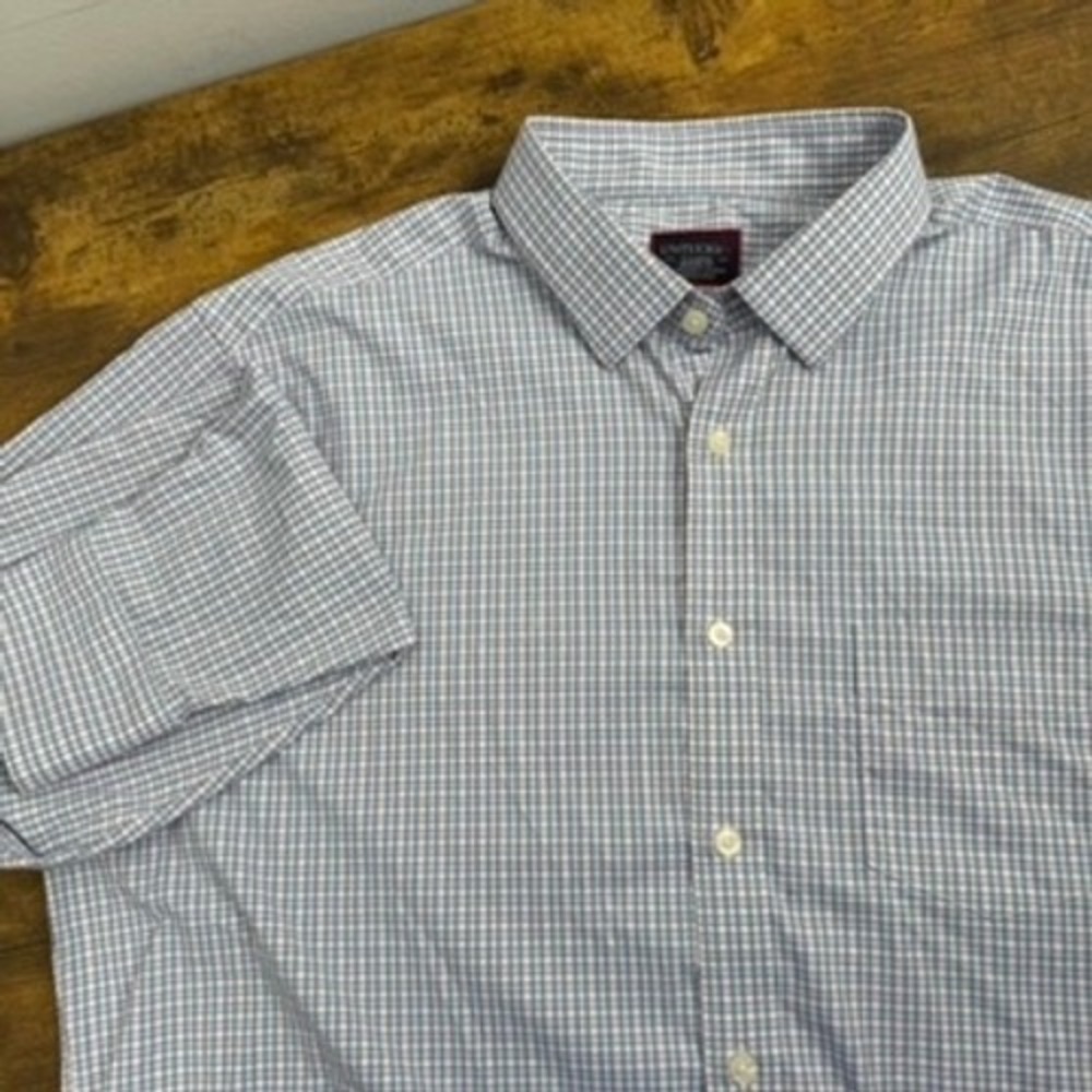 UNTUCKit Dalton‎ Shirt XLarge Blue Pink Gingham Check Button Up Stretch Men's